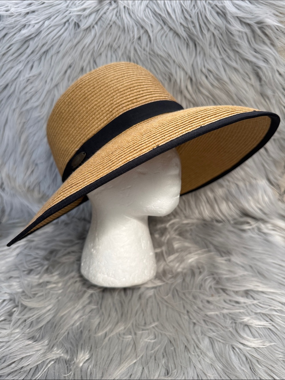 Cappelli Straworld Tan Straw Sun Hat with Black Band - Picture 3 of 12